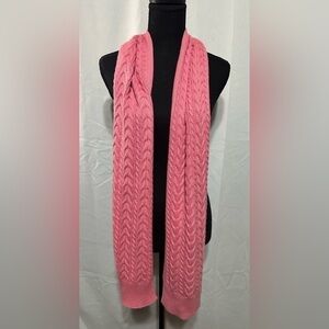 TALBOTS Pink Lambs Wool Blend Cable Knit Pink Scarf 68x8